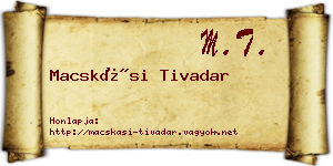Macskási Tivadar névjegykártya